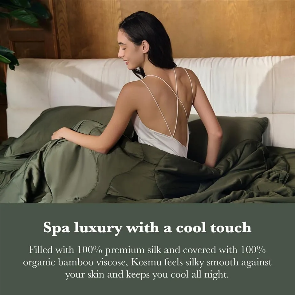 Mulberry Silk Cooling Comforter | 100% Silk Fill And 100% Bamboo Viscose Shell | All Natural Materials To Quickly Cool Down For Hot Sleepers, Night Sweats Mulberry Silk Cooling Comforter | 100% Silk Fill And 100% Bamboo Viscose Shell | All Natural Materials To Quickly Cool Down For Hot Sleepers, Night Sweats